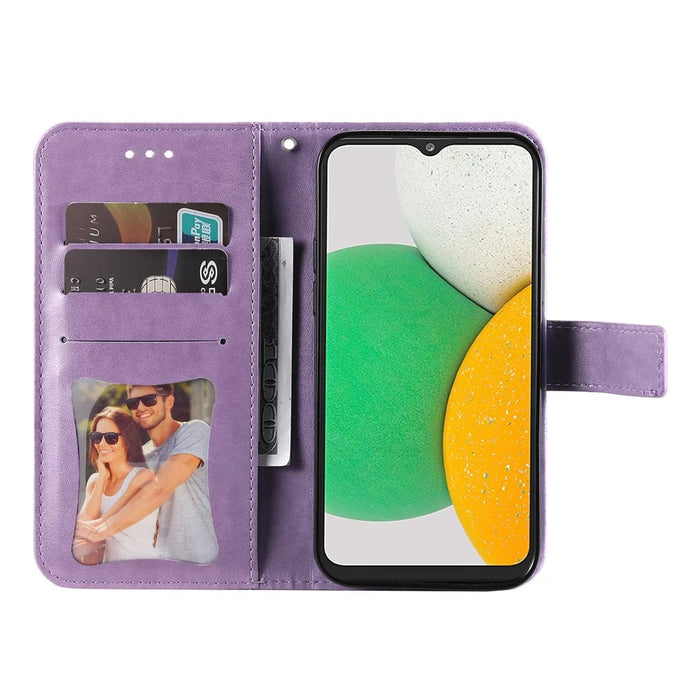 Mandala Flower Imprinted Anti-drop Shockproof Wallet Stand Leather Phone Case for Samsung Galaxy A03 Core - Purple - 5