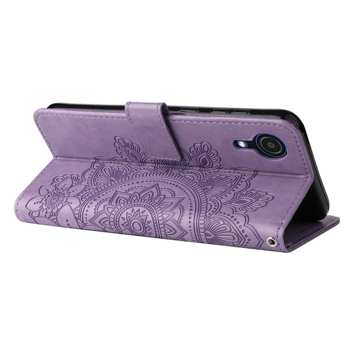 Mandala Flower Imprinted Anti-drop Shockproof Wallet Stand Leather Phone Case for Samsung Galaxy A03 Core - Purple - 6