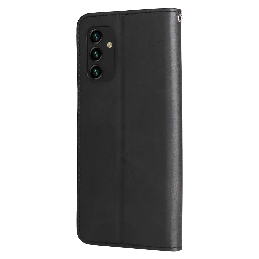 Outer Zipper Pocket PU Leather Phone Case Folio Flip Wallet Stand Full Protection Cover for Samsung Galaxy A13 4G - Black - 2