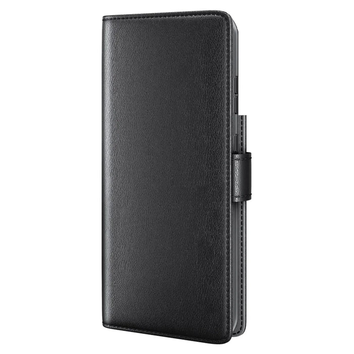 Magnetic Closure Genuine Split Leather Phone Case Stand TPU Wallet Flip Cover for Samsung Galaxy S22 5G - Black - 2