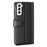 Magnetic Closure Genuine Split Leather Phone Case Stand TPU Wallet Flip Cover for Samsung Galaxy S22 5G - Black - 3