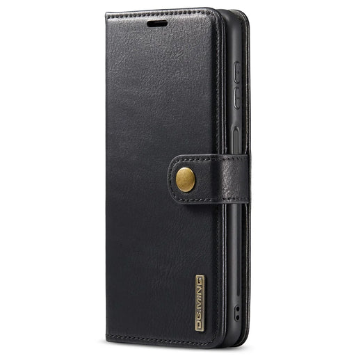 DG.MING Split Leather Folding Stand Cover Magnetic Detachable Flip Folio Wallet Case for Samsung Galaxy A13 4G - Black - 2