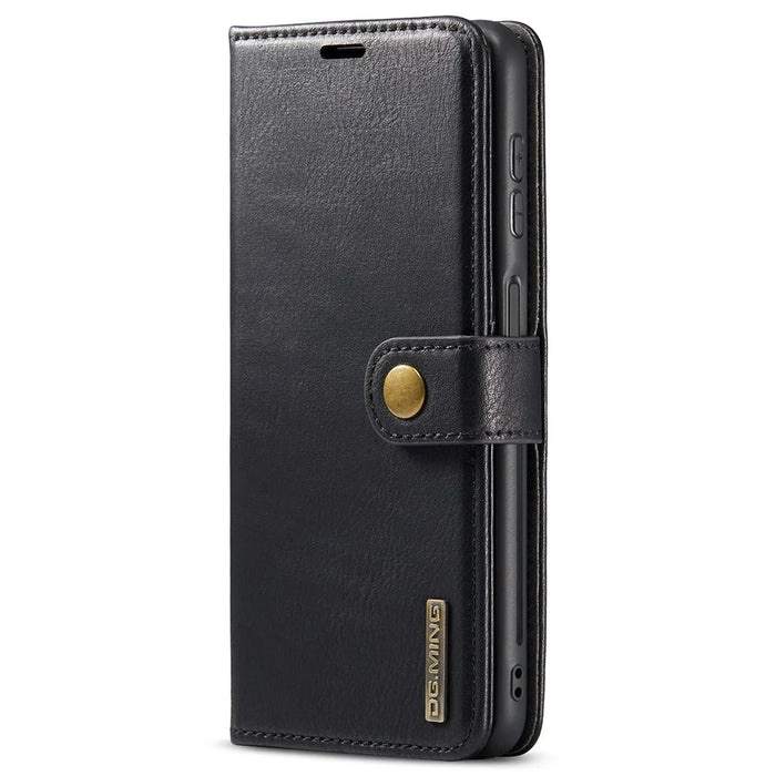 DG.MING Split Leather Folding Stand Cover Magnetic Detachable Flip Folio Wallet Case for Samsung Galaxy A13 4G - Black - 2
