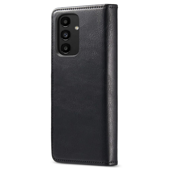 DG.MING Split Leather Folding Stand Cover Magnetic Detachable Flip Folio Wallet Case for Samsung Galaxy A13 4G - Black - 3