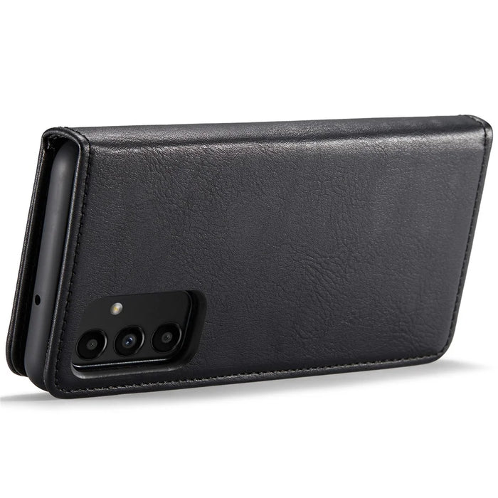 DG.MING Split Leather Folding Stand Cover Magnetic Detachable Flip Folio Wallet Case for Samsung Galaxy A13 4G - Black - 5