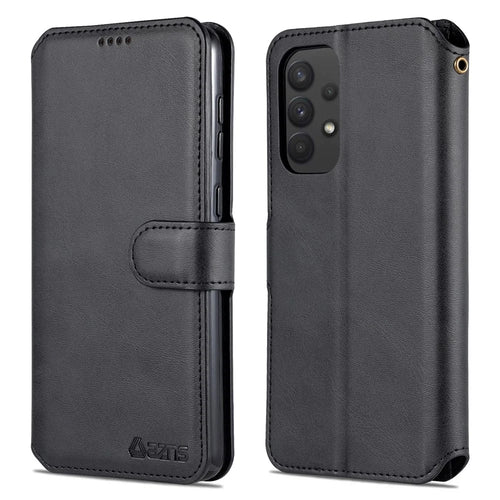 AZNS Drop Resistant PU Leather Case Magnetic Clasp Wallet Phone Cover with Foldable Stand for Samsung Galaxy A33 5G - Black - 1