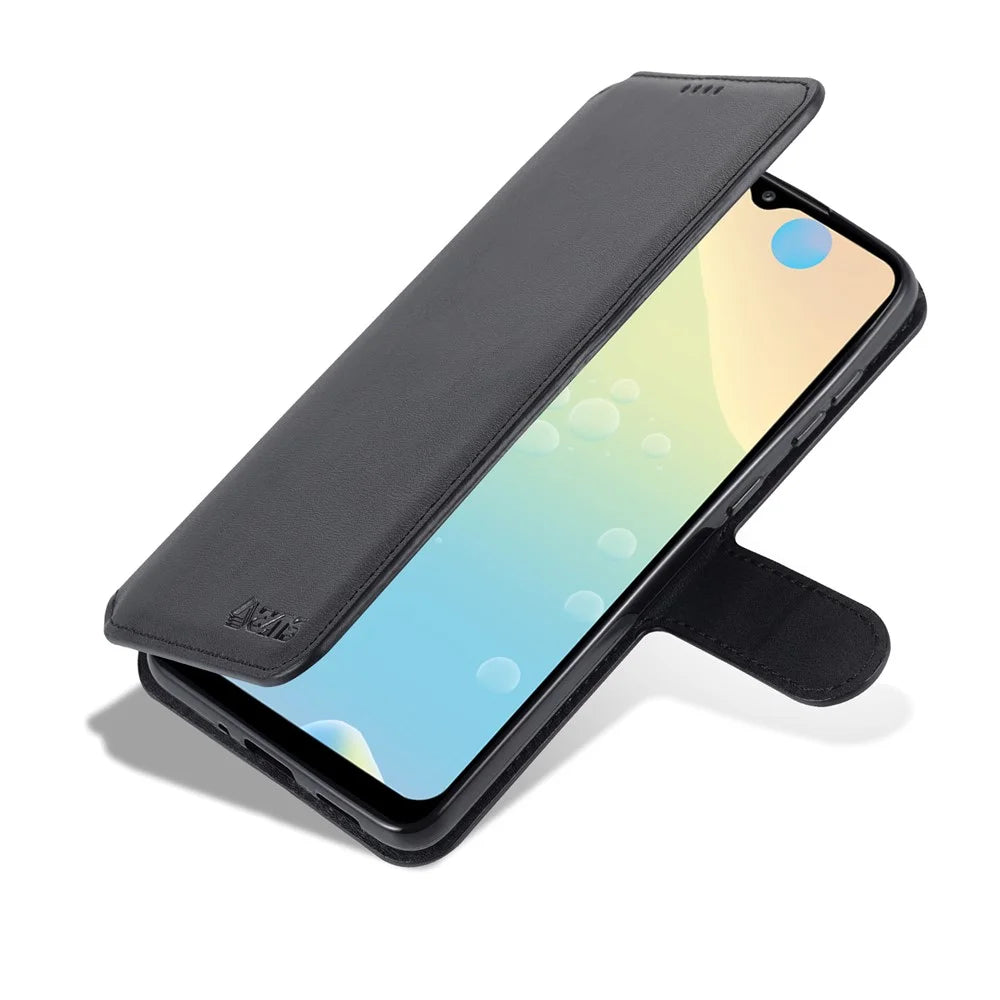 AZNS Drop Resistant PU Leather Case Magnetic Clasp Wallet Phone Cover with Foldable Stand for Samsung Galaxy A33 5G - Black - 7