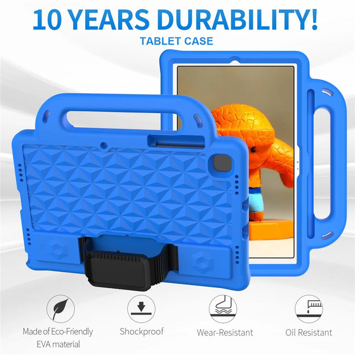 Diamond Design EVA Tablet Case with Shoulder Strap for Samsung Galaxy Tab A8 10.5 (2021) / A8 10.5 (2022) Hand Strap Kickstand Protective Cover - Blue - 4