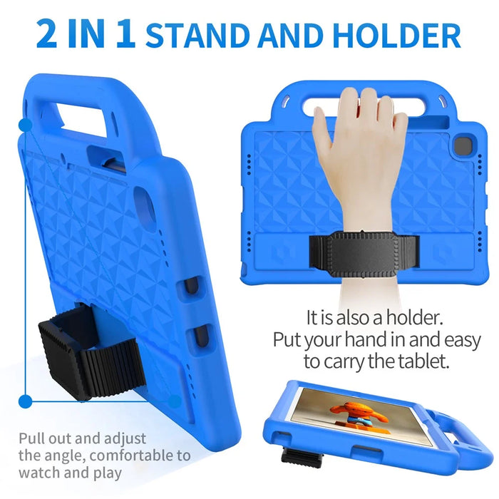 Diamond Design EVA Tablet Case with Shoulder Strap for Samsung Galaxy Tab A8 10.5 (2021) / A8 10.5 (2022) Hand Strap Kickstand Protective Cover - Blue - 5