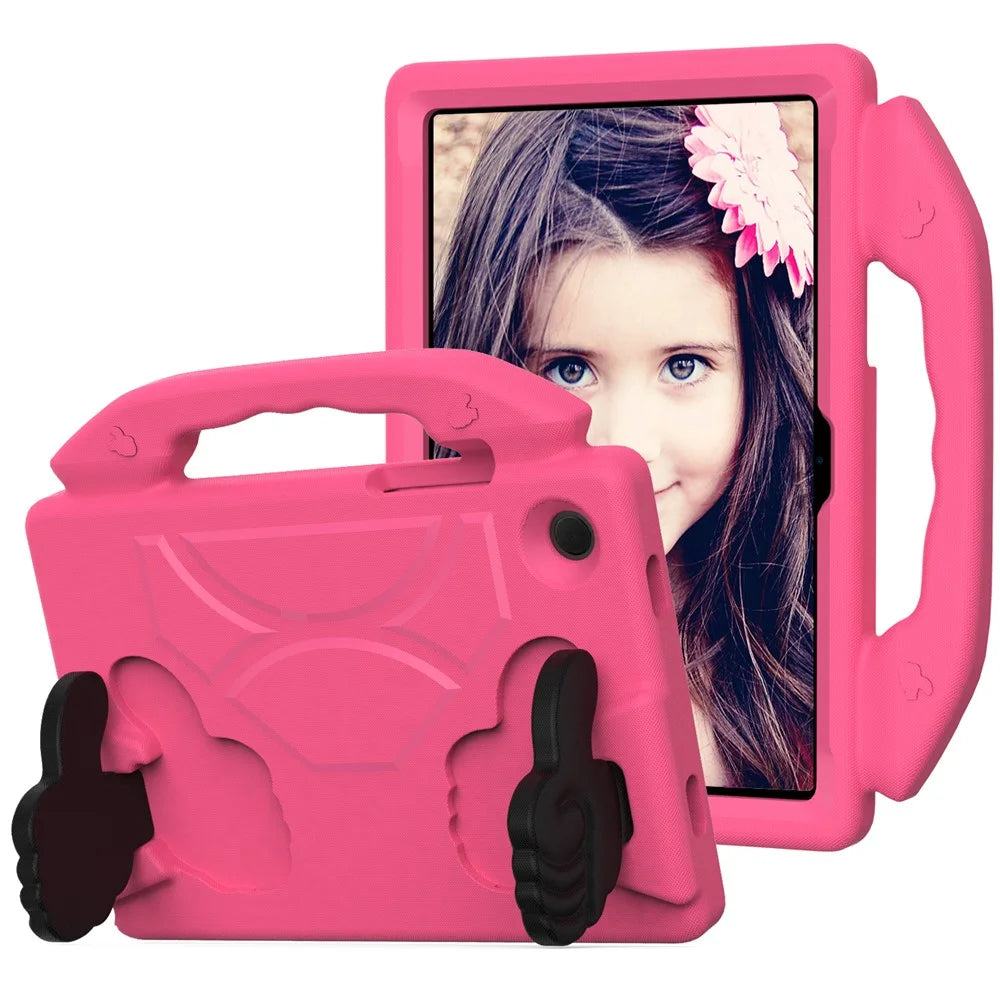 For Samsung Galaxy Tab A8 10.5 (2021) / (2022) Foldable Thumb Kickstand EVA Tablet Case Shock Absorbing Cover with Handle - Rose - 1