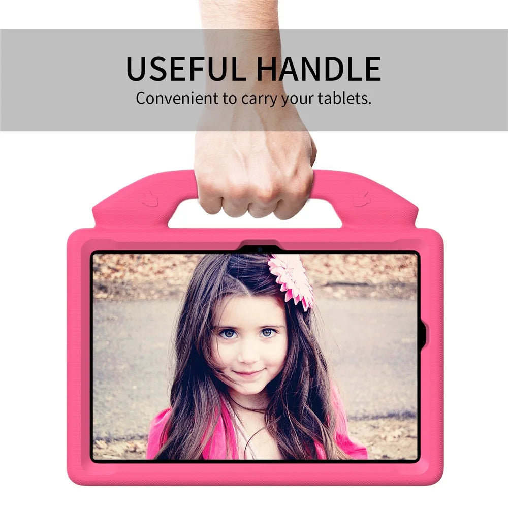 For Samsung Galaxy Tab A8 10.5 (2021) / (2022) Foldable Thumb Kickstand EVA Tablet Case Shock Absorbing Cover with Handle - Rose - 3