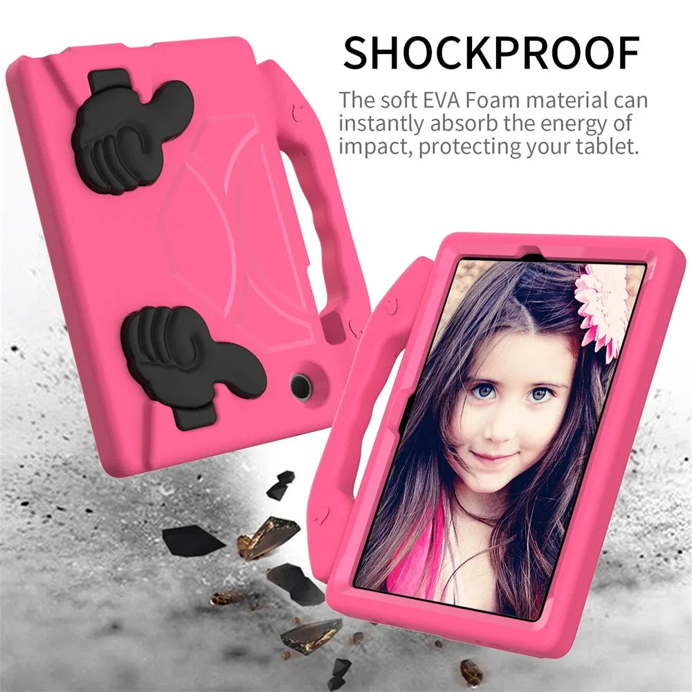 For Samsung Galaxy Tab A8 10.5 (2021) / (2022) Foldable Thumb Kickstand EVA Tablet Case Shock Absorbing Cover with Handle - Rose - 4