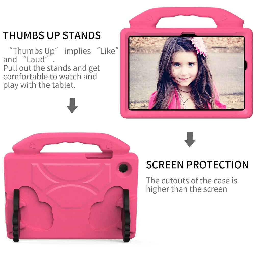 For Samsung Galaxy Tab A8 10.5 (2021) / (2022) Foldable Thumb Kickstand EVA Tablet Case Shock Absorbing Cover with Handle - Rose - 5