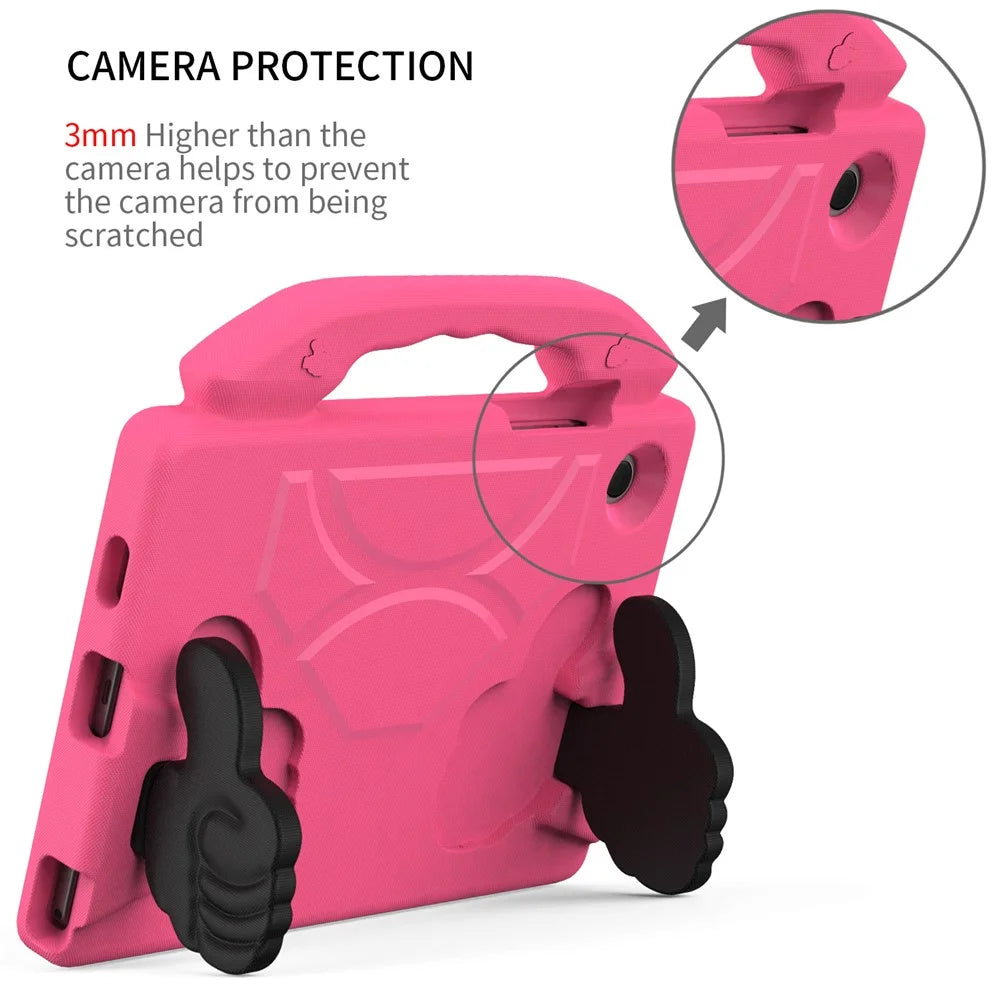 For Samsung Galaxy Tab A8 10.5 (2021) / (2022) Foldable Thumb Kickstand EVA Tablet Case Shock Absorbing Cover with Handle - Rose - 6