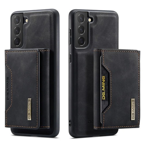 DG.MING M2 Series for Samsung Galaxy S22 5G Magnetic 2-in-1 Wallet Shockproof Phone Case Support Wireless Charging Shell - Black - 1
