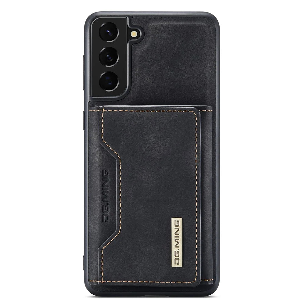 DG.MING M2 Series for Samsung Galaxy S22 5G Magnetic 2-in-1 Wallet Shockproof Phone Case Support Wireless Charging Shell - Black - 2