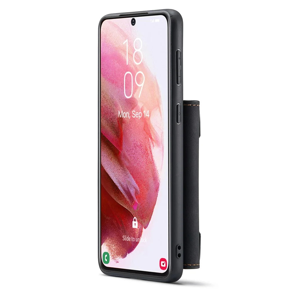 DG.MING M2 Series for Samsung Galaxy S22 5G Magnetic 2-in-1 Wallet Shockproof Phone Case Support Wireless Charging Shell - Black - 4