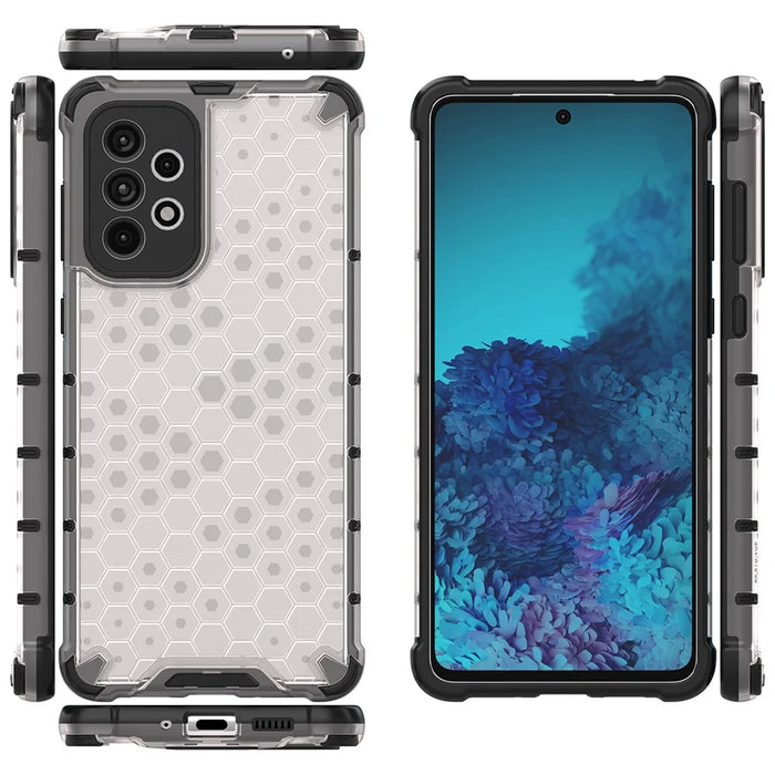 For Samsung Galaxy A73 5G Honeycomb Textured Well-protected TPU + PC Phone Case Cover - Grey - 2