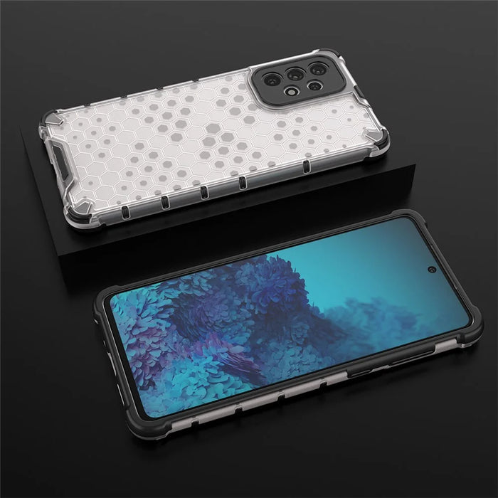 For Samsung Galaxy A73 5G Honeycomb Textured Well-protected TPU + PC Phone Case Cover - Grey - 3