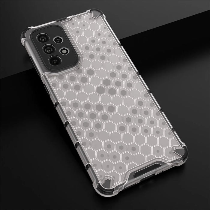 For Samsung Galaxy A73 5G Honeycomb Textured Well-protected TPU + PC Phone Case Cover - Grey - 4