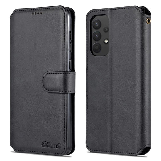 AZNS PU Leather Case Magnetic Clasp Wallet Shock Absorption Phone Cover with Foldable Stand for Samsung Galaxy A53 5G - Black - 1