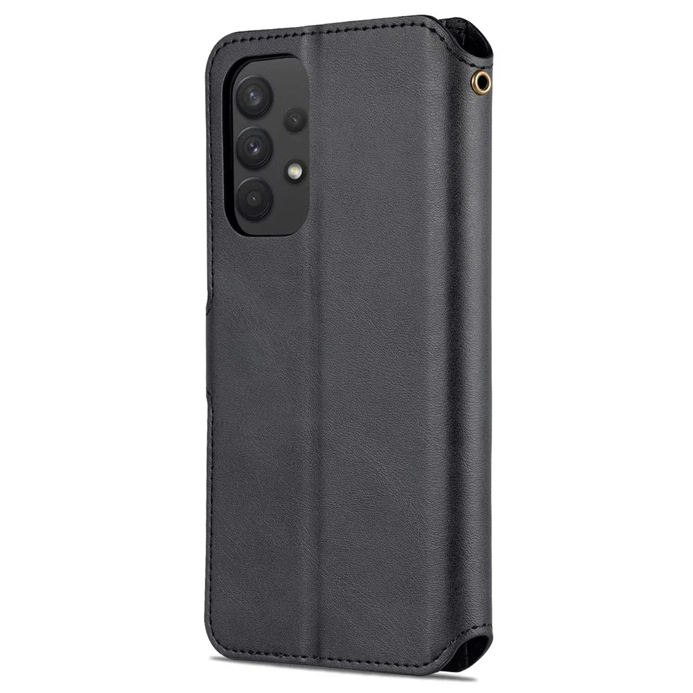 AZNS PU Leather Case Magnetic Clasp Wallet Shock Absorption Phone Cover with Foldable Stand for Samsung Galaxy A53 5G - Black - 3