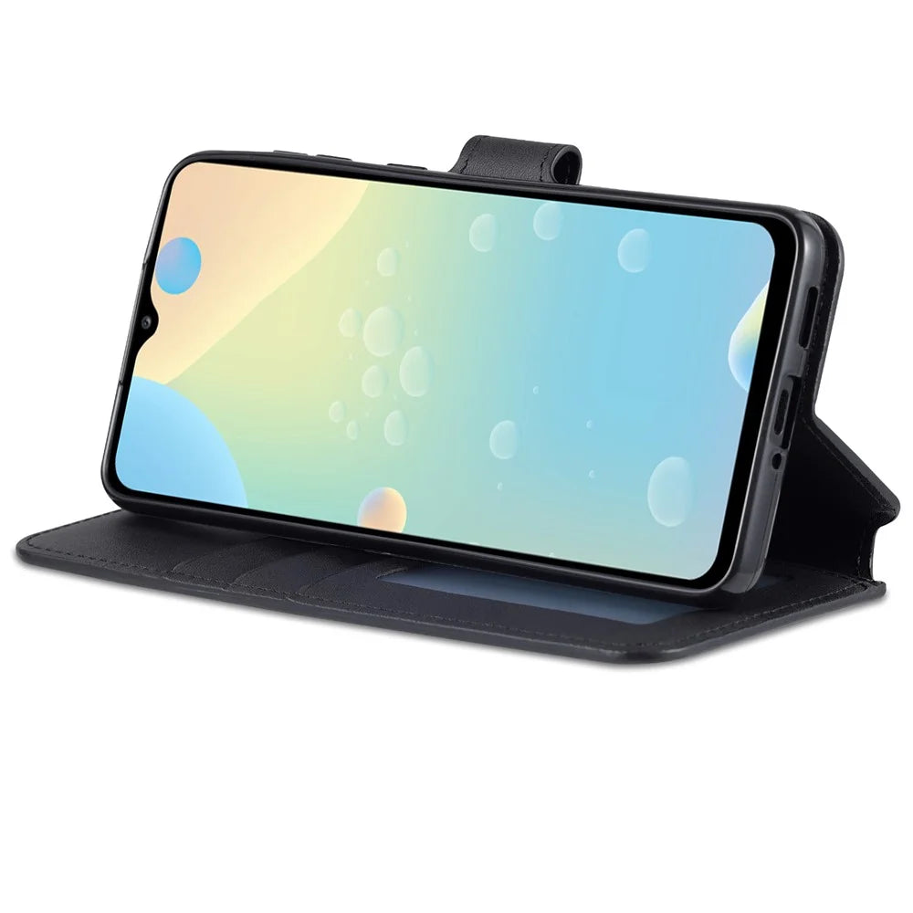 AZNS PU Leather Case Magnetic Clasp Wallet Shock Absorption Phone Cover with Foldable Stand for Samsung Galaxy A53 5G - Black - 4