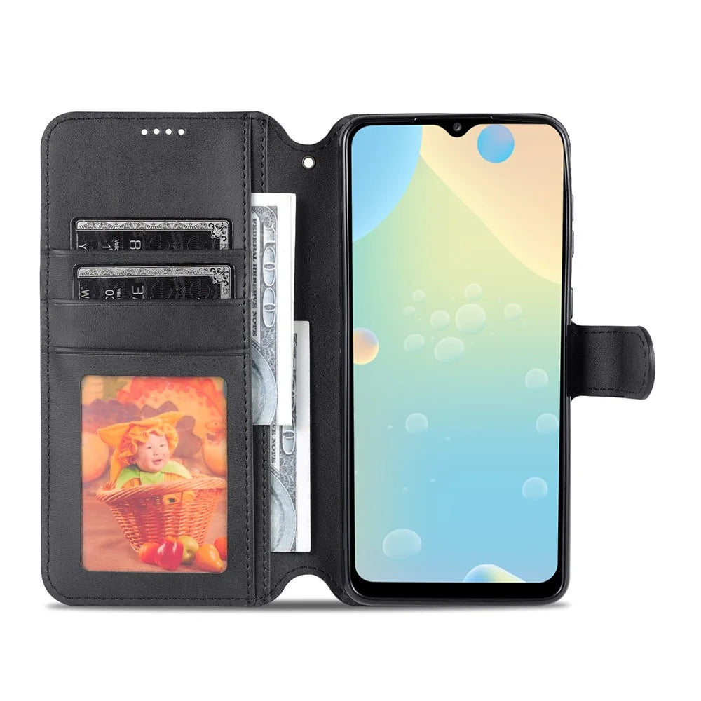 AZNS PU Leather Case Magnetic Clasp Wallet Shock Absorption Phone Cover with Foldable Stand for Samsung Galaxy A53 5G - Black - 5