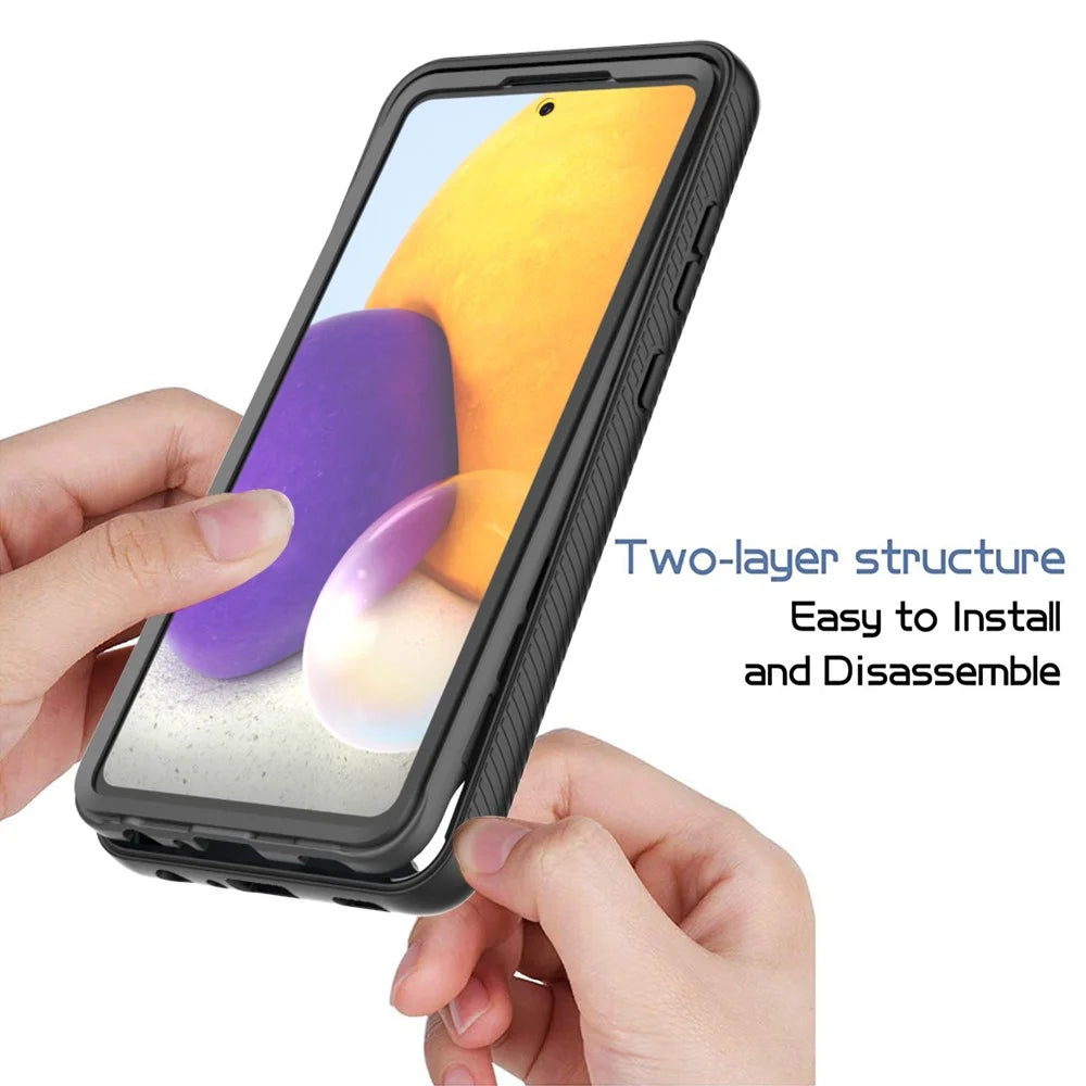 For Samsung Galaxy A32 4G (EU Version) PC + TPU + PET Screen Protector Phone Case Full Protection Cover - Black - 3