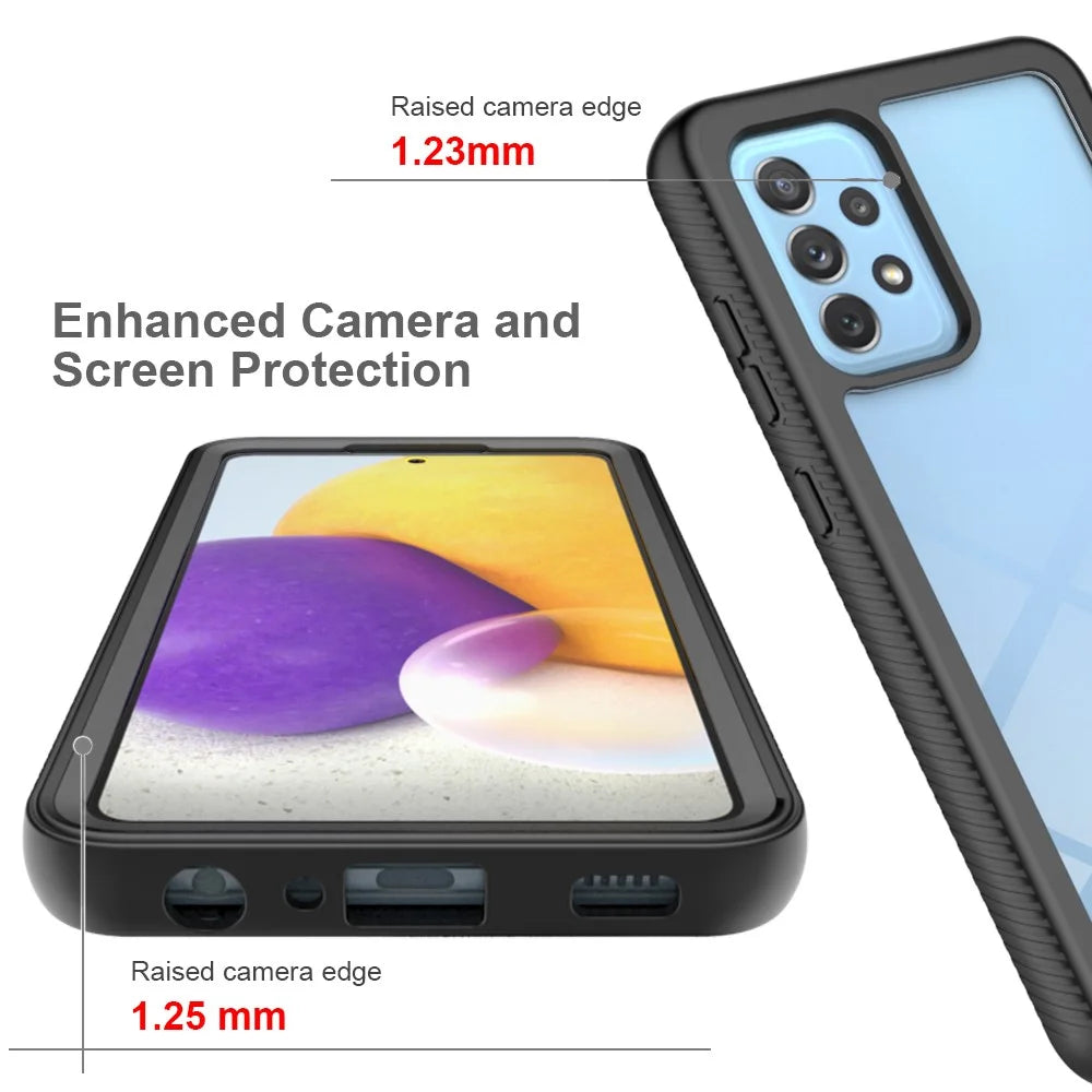 For Samsung Galaxy A32 4G (EU Version) PC + TPU + PET Screen Protector Phone Case Full Protection Cover - Black - 6