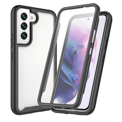For Samsung Galaxy S22 5G 360 Degree Full Cover Phone Case PC + TPU + PET Screen Protector Hybrid Cover - Black - 1