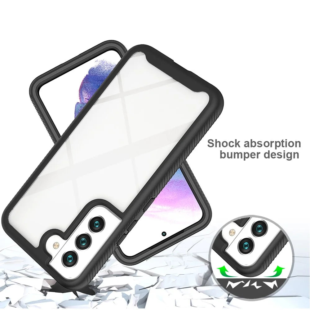 For Samsung Galaxy S22+ 5G Phone Case PC + TPU + PET Screen Protector All-inclusive Protection Hybrid Cover - Black - 2