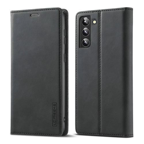 LC.IMEEKE Wallet Phone Case for Samsung Galaxy S22+ 5G, Strong Magnetic Auto Closing PU Leather Flip Stand Cover - Black - 1