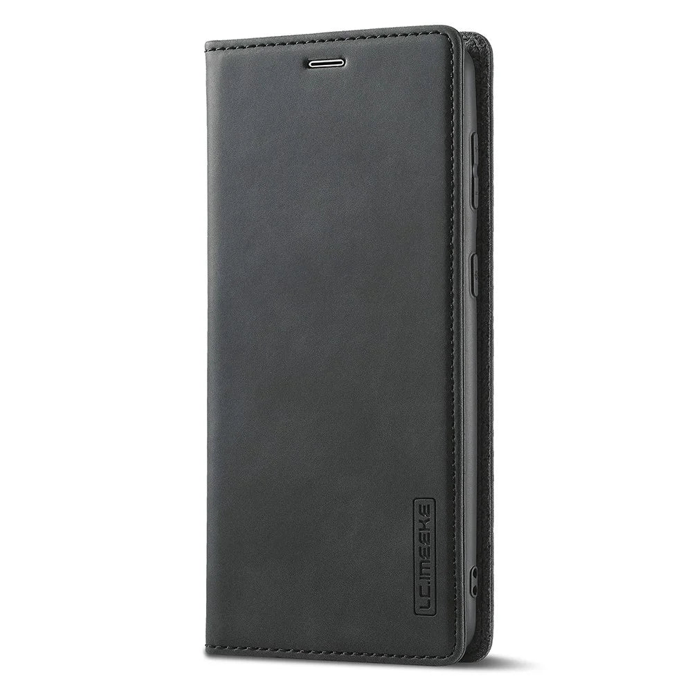 LC.IMEEKE Wallet Phone Case for Samsung Galaxy S22+ 5G, Strong Magnetic Auto Closing PU Leather Flip Stand Cover - Black - 2