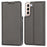 For Samsung Galaxy S22 5G Card Holder Design Full Protection PU Leather Protective Case with Stand Phone Shell - Grey - 1