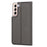 For Samsung Galaxy S22 5G Card Holder Design Full Protection PU Leather Protective Case with Stand Phone Shell - Grey - 3
