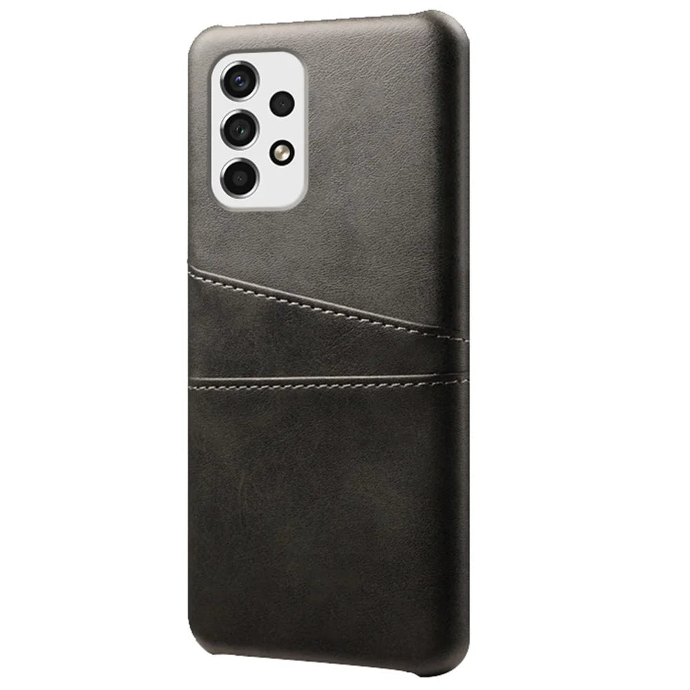 For Samsung Galaxy A53 5G Anti-scratch Card Holder Design PU Leather Coated Hard PC Double Protection Cover Cell Phone Case - Black - 2