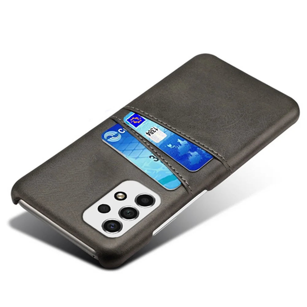 For Samsung Galaxy A53 5G Anti-scratch Card Holder Design PU Leather Coated Hard PC Double Protection Cover Cell Phone Case - Black - 3