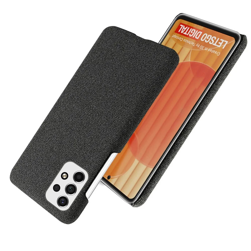 Heat Dissipation Design Phone Case for Samsung Galaxy A53 5G, Soft Cloth Coated PC Shock-Absorbing Protective Case - Black - 2