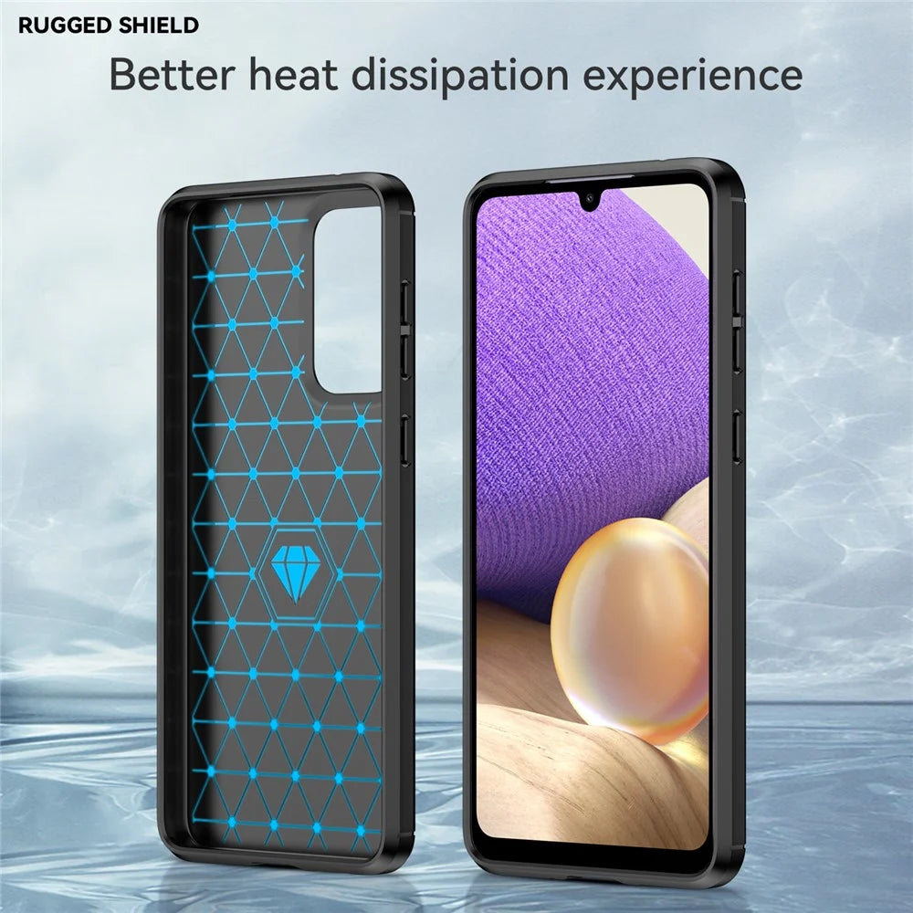 For Samsung Galaxy A33 5G Anti-scratch Shockproof 1.8mm TPU Case Brushed Surface Carbon Fiber Texture Phone Cover - Black - 2