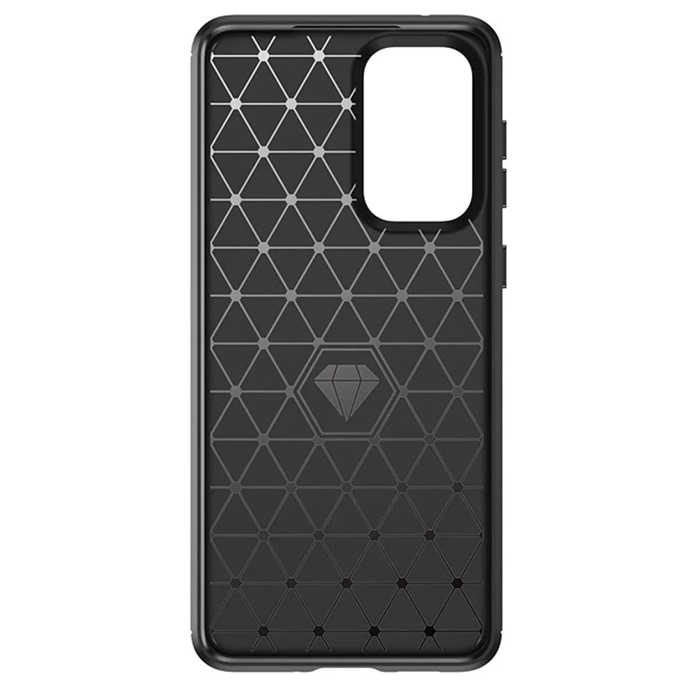 For Samsung Galaxy A33 5G Anti-scratch Shockproof 1.8mm TPU Case Brushed Surface Carbon Fiber Texture Phone Cover - Black - 4