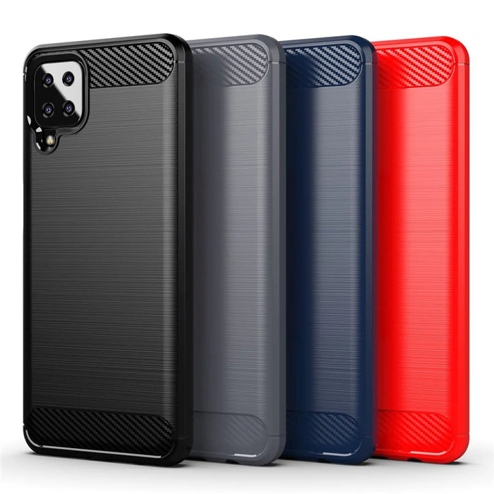 Carbon Fiber Texture Phone Shell for Samsung Galaxy A12 Shockproof 1.8mm TPU Case Brushed Surface Phone Cover - Black - 6