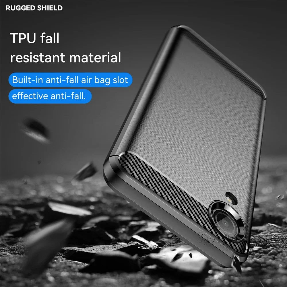 1.8mm TPU Case for Samsung Galaxy A03 Core, Brushed Surface Carbon Fiber Texture Anti-fingerprint Back Cover - Black - 6
