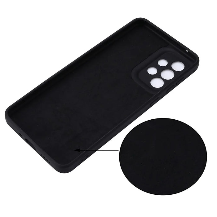 Liquid Silicone Phone Case for Samsung Galaxy A33 5G, Drop Protection Microfiber Lining Cushion Anti-Scratch Cover with Strap - Black - 3