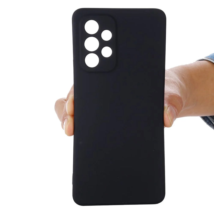 Liquid Silicone Phone Case for Samsung Galaxy A33 5G, Drop Protection Microfiber Lining Cushion Anti-Scratch Cover with Strap - Black - 5