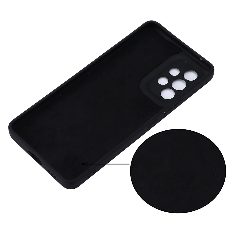 Liquid Silicone Phone Case for Samsung Galaxy A53 5G, Soft Touch Microfiber Lining Shockproof Anti-Scratch Shell with Strap - Black - 3