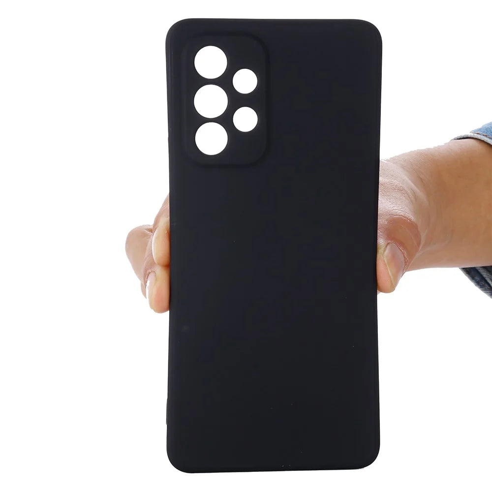 Liquid Silicone Phone Case for Samsung Galaxy A53 5G, Soft Touch Microfiber Lining Shockproof Anti-Scratch Shell with Strap - Black - 5