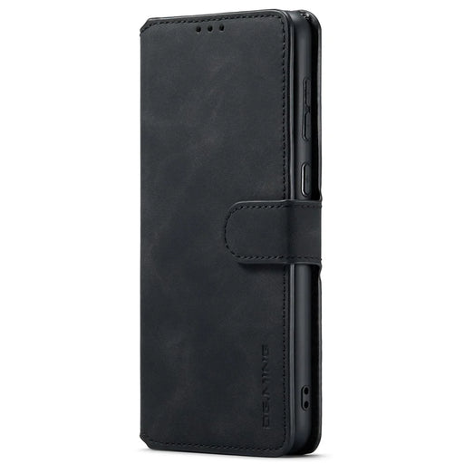 DG.MING For Samsung Galaxy A33 5G Retro Style Magnetic Closure Shockproof PU Leather Wallet Phone Case with Stand - Black - 2