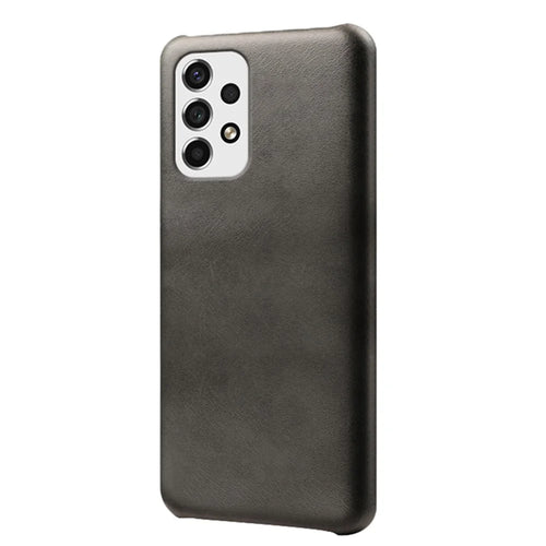 For Samsung Galaxy A53 5G Anti-drop Textured PU Leather Coated Hard PC Case Mobile Phone Cover - Black - 1