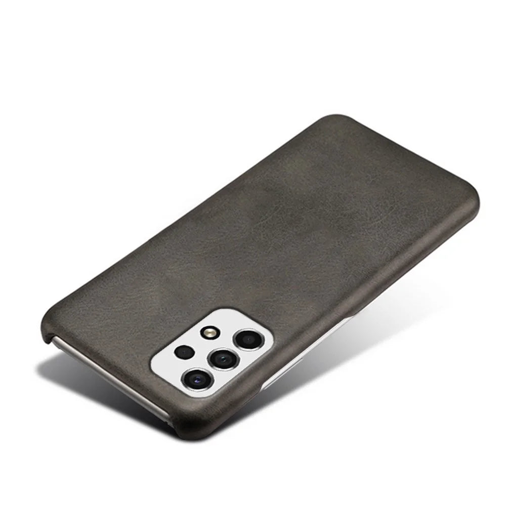 For Samsung Galaxy A53 5G Anti-drop Textured PU Leather Coated Hard PC Case Mobile Phone Cover - Black - 3